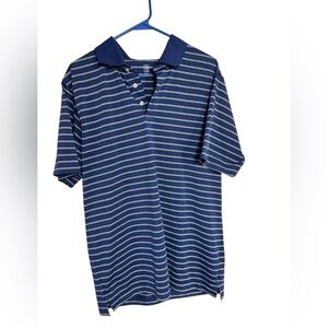 PGA Tour Navy and White Striped Polo Shirt